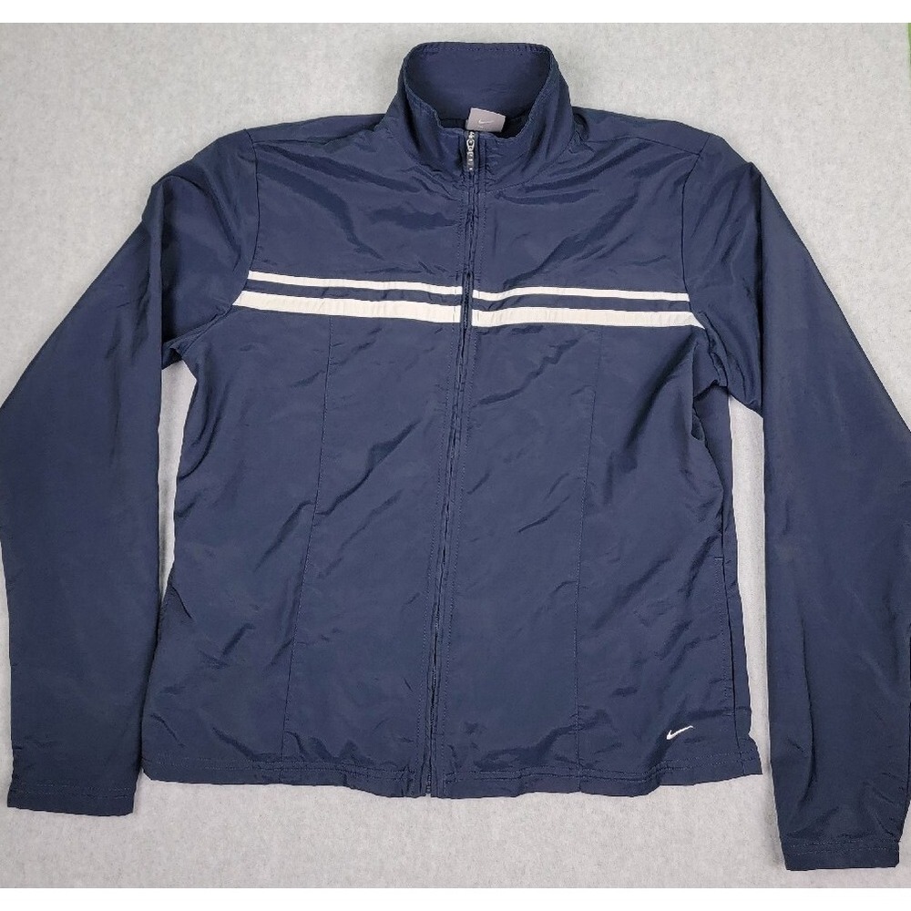 Nike Womens Jacket Blue White Stripe Zip Up Activewear‎ XL  16/18